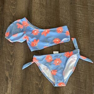 Floral Blue and Pink Kids Swim Set